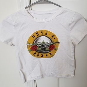 white guns and roses crop top